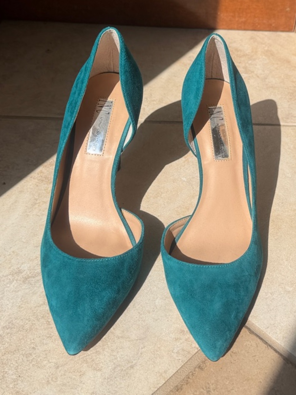 Teal Suede Pointed-Toe Women's Pumps